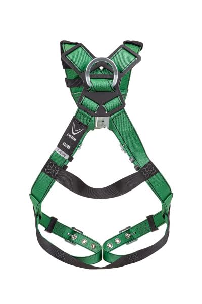 Image of MSA 10206058 V-Form Full Body Safety Harness - Size: Standard (Medium), D-Ring Configuration: Back, Tongue Buckle Leg Straps, Color: Green, Full Body Harness, Durable