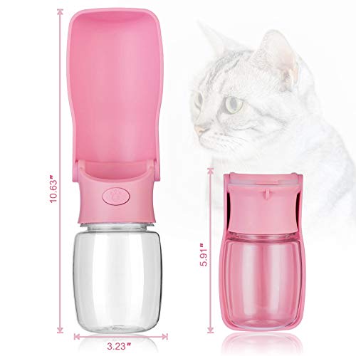 Aikids Foldable Dog Water Bottle - Portable Dog Water Dispenser | Leak Proof & Food Grade Plastic Dog Travel Water Bottle | Pet Water Bottle For Dog Cat Outdoor Walking Hiking Travel（Pink） #TOP2