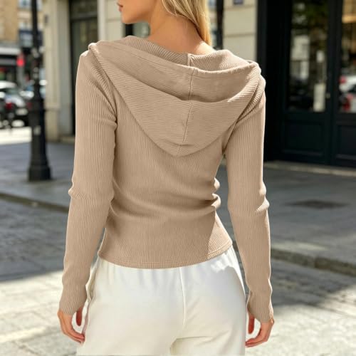 Oversized Sweatshirt for Women S Khaki Cropped Zip Up Hoodie Casual - image 3