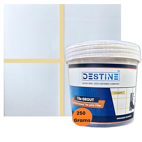 Image of DESTINE READY-TO-MIX inchTILE GROUT inch (16 COLOURS) (ALL PACKS: 100 Gm,250 Gm,400 Gm,800 Gm,1 Kg), Waterproof, Crack Filler, Cement Based Tile Gap Filler (250 Gm, Cream)