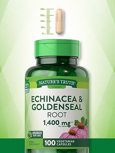 Nature'S Truth 840093105851 Echinacea Goldenseal Capsules | 1400Mg | 100 Count | Vegetarian, Non-Gmo & Gluten Free Supplement thumb #4