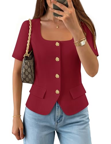 ZESICA Women's Trendy Vests Top 2026 Spring Summer Square Neck