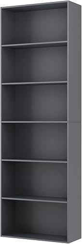 Miniatura 4 de Estantería independiente de 6 niveles con aspecto de madera estante abierto de almacenamiento para oficina en casa gris pizarra claro 236 x 925 x