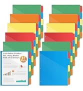 V-Opitos 12 Set 5-tab Index Dividers for 3 Ring Binders, Plastic Dividers with Clear Front Pocket...