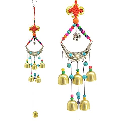 YeBon Metal Wind Chimes with Elephant Chinese Feng Shui Lucky Bell Hanging Ornament for Home Garden Decorations Cover
