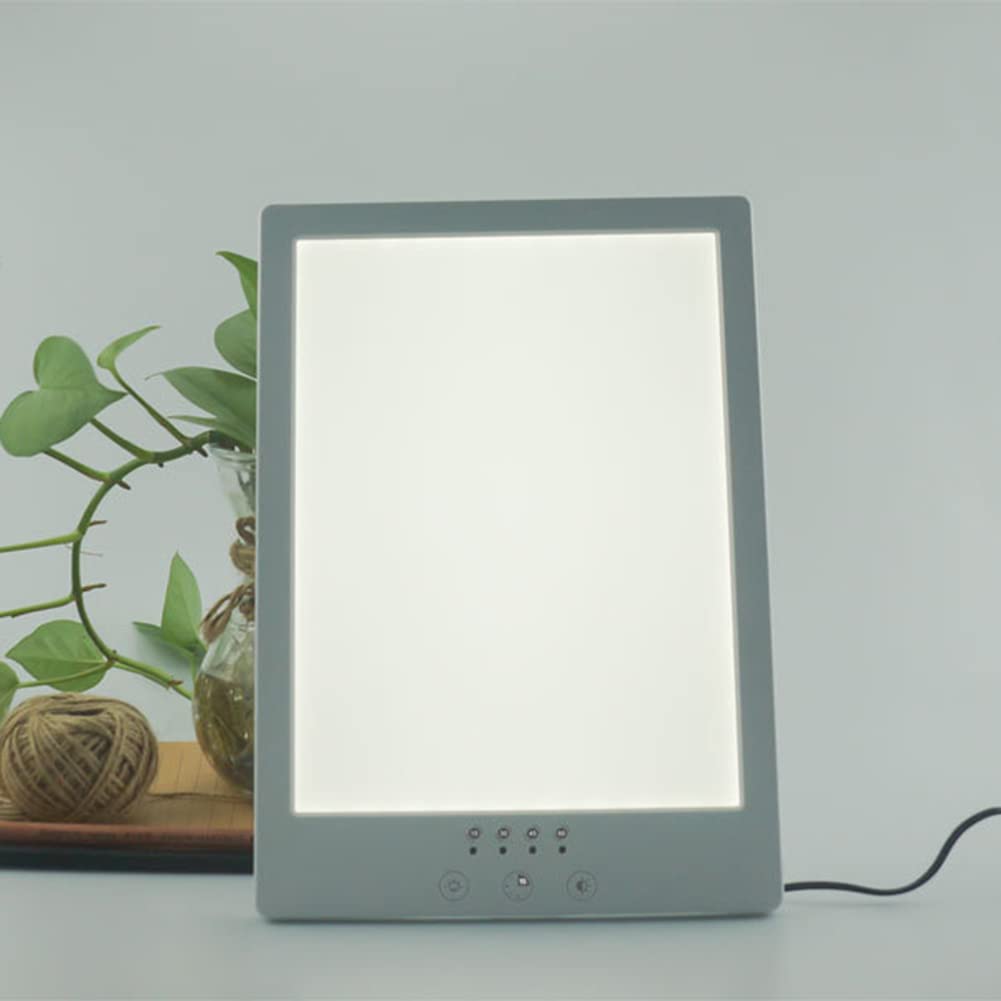 Lampe Triste, Lampe De Luminothérapie Triste 10000Lux Boîte À Lumière Triste Avec 2 Couleurs Et 4 Luminosité Réglable Avec 360° Support Rotatif Pour Accueil/Bureau,Blanc