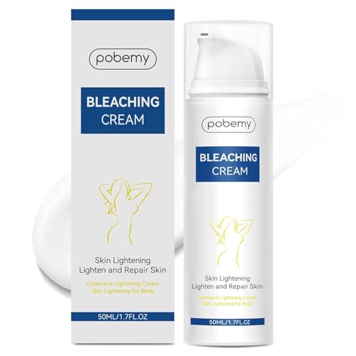 Pobemy Skin Bleaching Cream, Dark Spot Remover for Face, Intimate Areas & Body, Vitamin C Lightening for Underarms, Knees, Elbows, Inner Thighs, Bikini Line – Sensitive Skin Lightening Cream- 1.7FL OZ