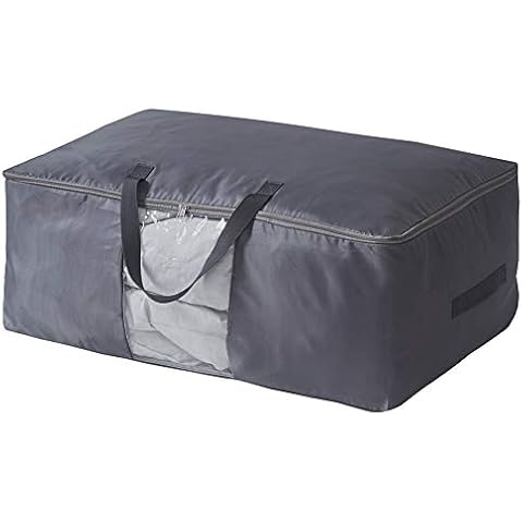 SCM Duvet Storage Bag with Zips Grey - Four Carry Handles - Clear Window Design - Grey Large Capacity Under Bed Storage Bag for Comforters, Blankets, Bedding, Clothes, Quilts Cover