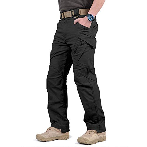 YASHANG Pantalones de Combate para Hombres Pantalones de Carga tácticos Militares de la Ciudad Pantalones de ejército con múltiples Bolsillos elásticos ﻿