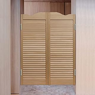 Cafe Swinging Doors,Two-Way Open Retro Louvered Doors,Interior Cowboy Door for Cafe ＆ Bar-70cm/80cm/90cm/100cm/110cm Wide (Color: Wood,Size: W110cmxH90cm(43.3"x35.4"))