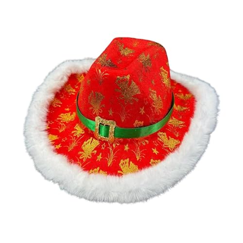 UxicRuya Sombrero de Vaquero Navideño, Elegante Accesorio de Disfraz para Una Fiesta Temática de Carnaval, Flores doradas, único
