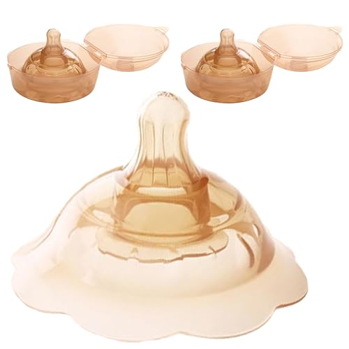 Nipple Shield for Breast Feeding Newborn, Silicone Breast Shield Nursing Cap for Breastfeeding Babies and Moms Breast Shield(2Pcs(Orange)