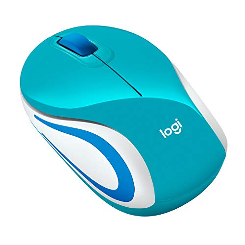 Mini Mouse sem fio Logitech M187 com Conexão USB e Pilha Inclusa - Verde Água