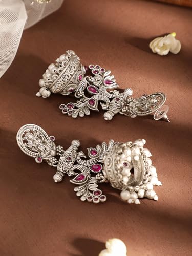 Image of Rubans Jhumka Earrings for Women & Girls | Wedding Jhumki Traditional Fashion Oxidised Ethnic Designer Jewellery Statement Gift