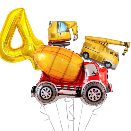 Image of Construction Birthday Party Supplies 4 Years Old,Construction Balloons Construction Party Balloon Garland Kit for Construction Quarantine Party Decorations