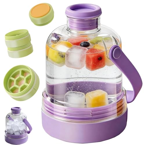 Botella de agua con cubitera 2 en 1 transparente y portátil miniatura 1