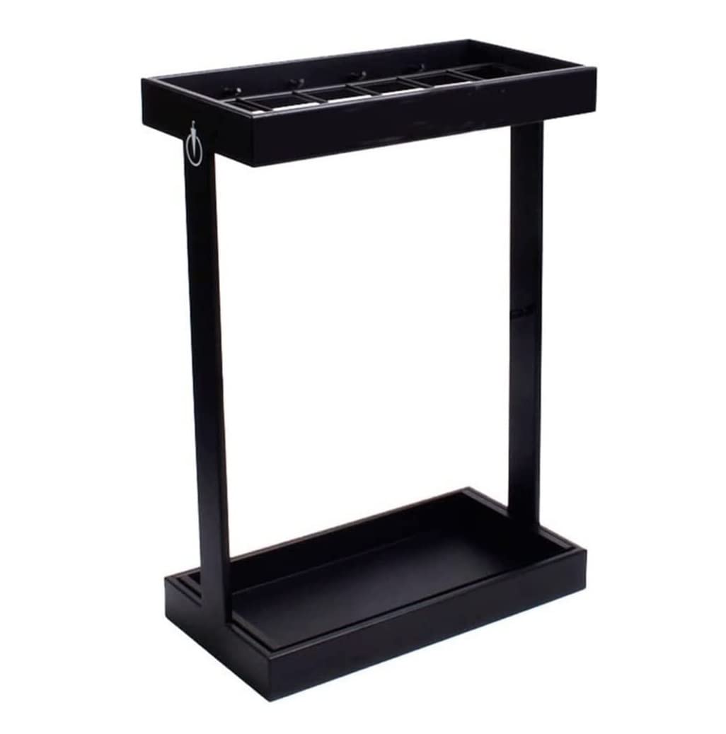 HYLYGFH Metal Umbrella Stand with Hooks - Modern Square Indoor Umbrella Holder with Removable Drip Tray - Stylish Umbrella Rack for Entryway and Home nization