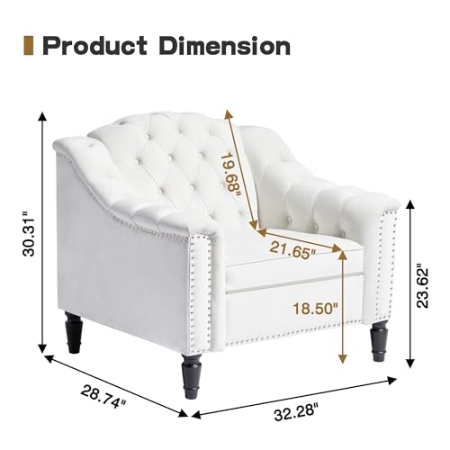 Sillón Chesterfield Piel Sintética Blanco miniatura 2