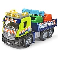 Dickie City Mercedes Actros Action Truck Camion Ecologia 26 cm a Frizione, Parti apribili, Luci & Suoni, + 3 Anni, 203745015