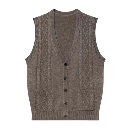 Dcvmvmn Men's Cashmere Vest Winter Large Size Sleeveless Sweater Cardigan Business Casual Knit Button Down Vest