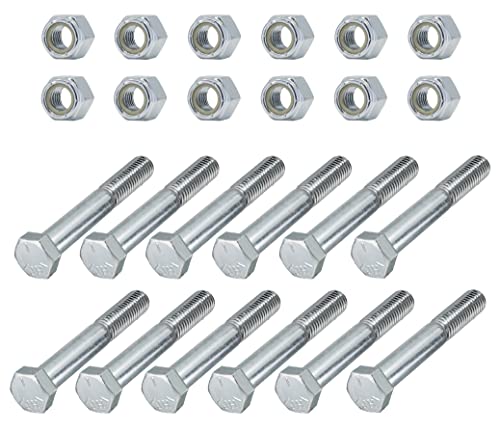 Grade 5 shear bolts 1/2 x 3-1/2 in with nylock nuts (12-pack)