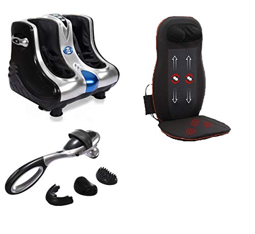 Image of JSB HF05 Leg Foot Massager Machine for Calf Pain Relief + JSB HF23 Full Back and Neck Massager + JSB HF49 Infrared Body Massager