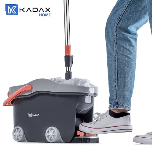 KADAX Bodenwischer Komplett Set, Wischmopp mit Teleskopstiel und Eimer mit Auswringfunktion, Wischmop mit Wischeimer, Wischer für Bodenreinigung – Bild 7