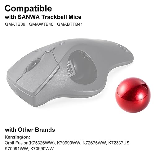 Image of SANWA 40mm /1.57in Trackball, Replacement Ball for GMAWTB40, GMABTTB41, GMATB39, Kensington Orbit Fusion, and Other Compatible Trackball Mice, Glossy Red