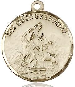 14kt Gold Good Shepherd Pendant on a 24 inch Gold Filled Light Rope Chain.