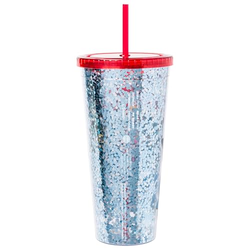 Image of Silver Buffalo Sanrio Hello Kitty and Friends, Plastic Cold Cup, 32oz | Cinnamoroll, Badtz-Maru, My Melody, Tuxedo Sam, Chococat Confetti, Lid, Straw, Pompompurin, Rainbow, 0.95 Liters