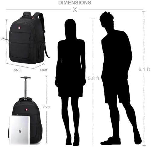 Mochila Impermeável Para Notebook Rodinhas Ampla Capacidade