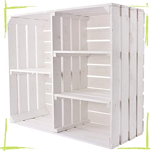 Juego de 2 – Shabby Chic madera armario en blanco – 5 estantes – Fruta (Caja de madera caja de caja de almacenamiento de madera botellero como – Zapatero Estante con libros – Armario ropero 77 x 68 x)