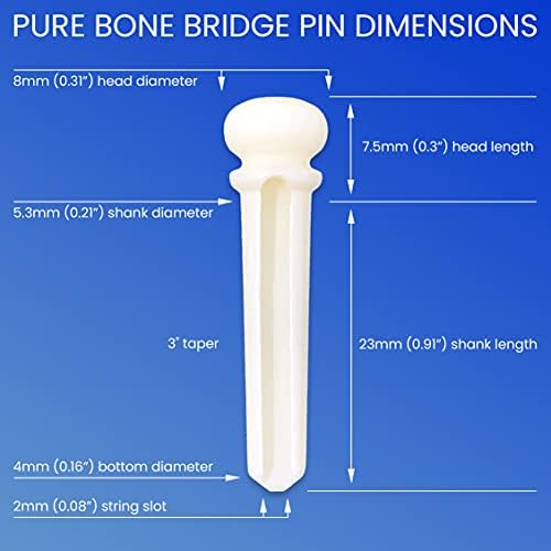 Crosby Pure Bone Bridge Pins with Abalone Dot Inlay for 6 & 12 String Acoustic Guitar