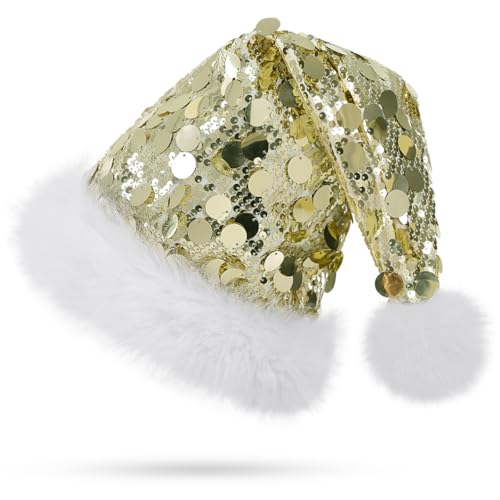 KONVINIT Pailletten Weihnachtsmützen für Erwachsene Luxus...