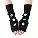 Marrywindix Cute Arm Warmers Y2K Knitted Star Arm Cover Fingerless Gothic Kawaii Fingerless Glove Punk Hip Hop Fall Winter Arm Sleeve for Women Cool Girls (Black)