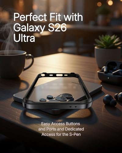 Image of RAEGR Case | Anodized Aluminum Bumper | Edge Armor Protective Minimal Case Designed for Galaxy S26 Ultra (2026) - Black RG10657