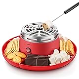 S'mores Maker Tabletop Indoor, Reemix Flameless Electric Marshmallow Roaster with 4 Detachable Trays & 6 Roasting Forks, Gift Set & Date Night Idea, Red