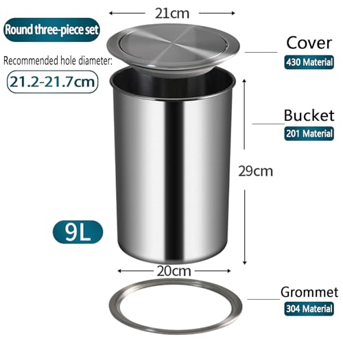 Poubelles en acier inoxydable avec couvercle pivotant encastré - 4