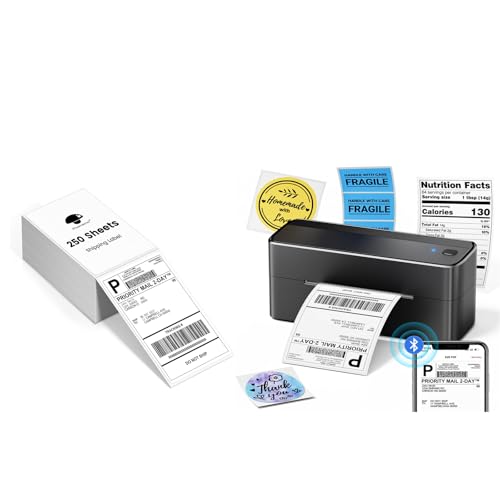 Image of Phomemo 241BT Bluetooth Shipping Label Printer & 250 Sheet 4x6 Thermal Shipping Label, 4X6 Wireless Thermal Label Printer for Small Business