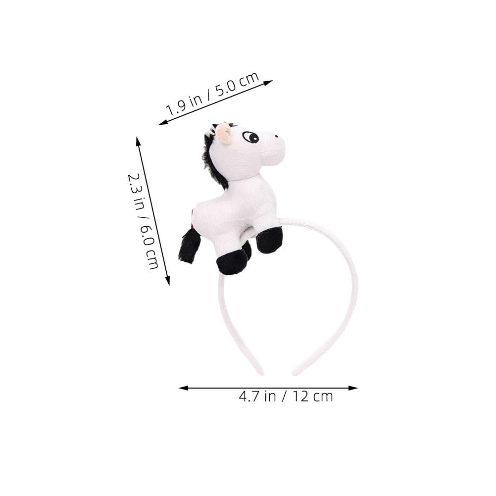 FRCOLOR Animal Headband Cute Horse Hairband New Year Headwear Plush Hair Hoop for Adult, White