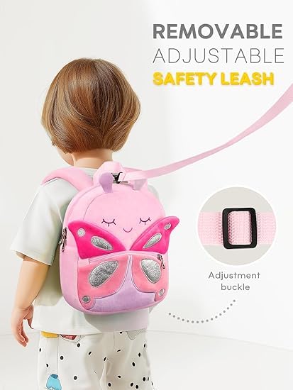 Image of Frantic Cute Backpack for Nursery Children Soft Plush Velvet Cartoon Animal Plush Preschool Mini Travel Bags for Baby Girl & Baby Boy Ideal for Girls, Boys & Toddlers, 2-5 Years