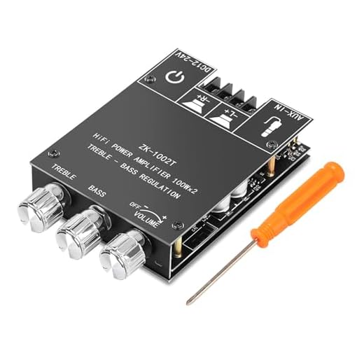 QINQINWIN ZK-1002T Bluetooth 5.0 Audio Amplifier Board,100W+100W Audio AMP,with Treble and Bass Control,DC12-24V Home Speakers Power Amplifier Board,Supports BT/AUX Inputs