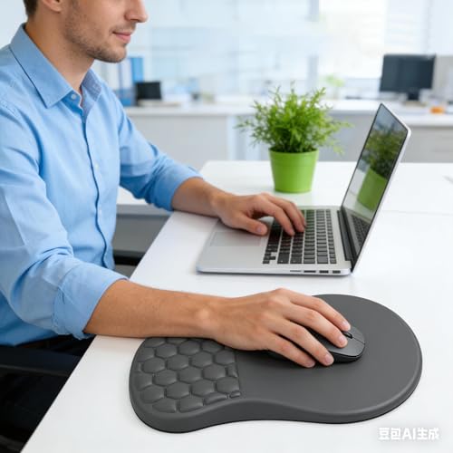 Tapis de souris ergonomique en mousse à mémoire de forme et base PU durable