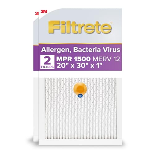 Filtrete 20x30x1 AC Furnace SMART Air Filter, MERV 12, MPR 1500, Track Filter Life With Bluetooth Enabled Sensor, CERTIFIED asthma & allergy friendly, 2-Pack (Actual Size 19.84x29.84x0.81 in)