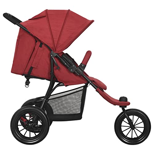 vidaXL Kinderwagen mit Verdeck Korb Einhand-Klappsystem Kinder Baby Buggy Kinderbuggy Kindersportwagen Reisebuggy Sportwagen Rot Stahl