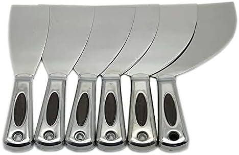 Stainless Steel Putty Knife Paint Tool Plaster Shovel Filling Spatula Tang Scraper Wall Decor Construction Hand Tool (1Set/6PCS)