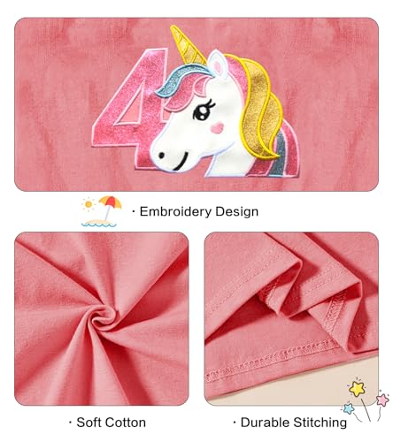 Image of Birthday Girl Shirt 3-5 Years Old Unicorn Mermaid Embroidery Toddler Girls Gift Cotton T-Shirts Tee for 3rd 4th 5th Birthday
