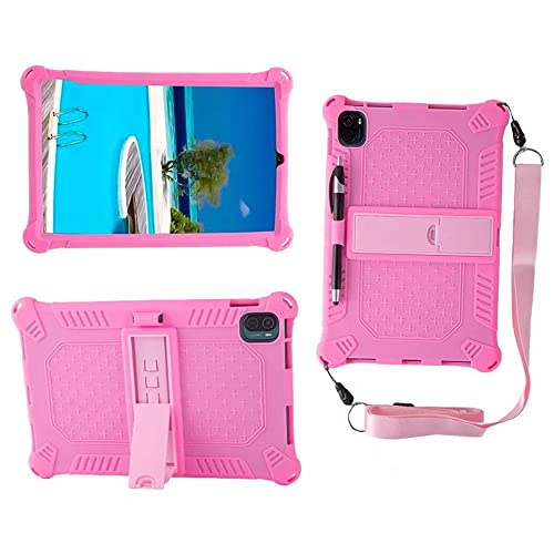 LANHOMEX Xiaomi mi pad 5 / pad 5 proケース、Xiaomi mi pad 5 / pad 5 proカバー（鉛筆ホルダー付き）-3 in1ヘビーデューティー頑丈な耐衝撃スタンドハイブリッドバンパー保護キッズボーイショルダーベルトタブレットカバー (ピンク)