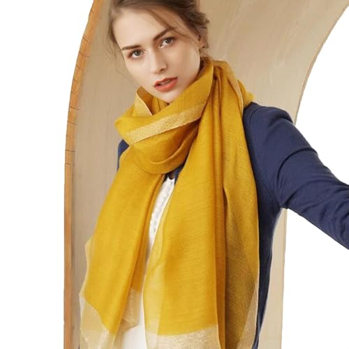HURESON Lightweight Silk Scarf Shawl Elegant Soft Shawls and Wraps for Evening Dresses Yellow glitter Scarves for Women for All Seasons4