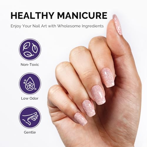 Image of MelodySusie Galaliver Pink Glitter Gel Nail Polish, 15ML Sparkly Light Pink Shimmer Gel Polish Soak Off UV LED Cured Long Lasting Gift for Women DIY Nail Design Nail Art Manicure X04